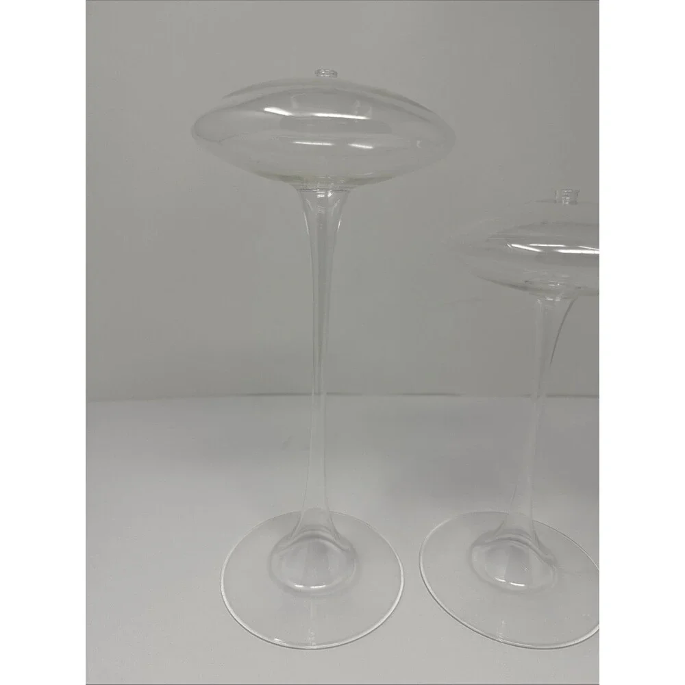 Vintage Firelight Hand Crafted Glass Omni Stem Oil Candle Holder Set Rare Trio 3